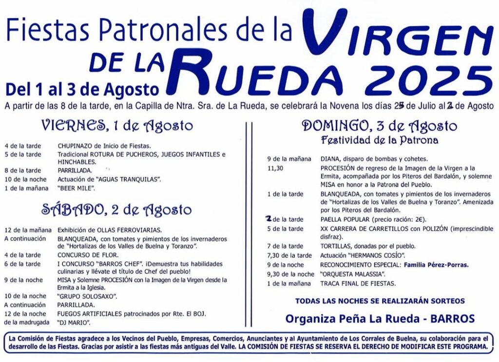 Fiestas de las Virgen de la Rueda 2025