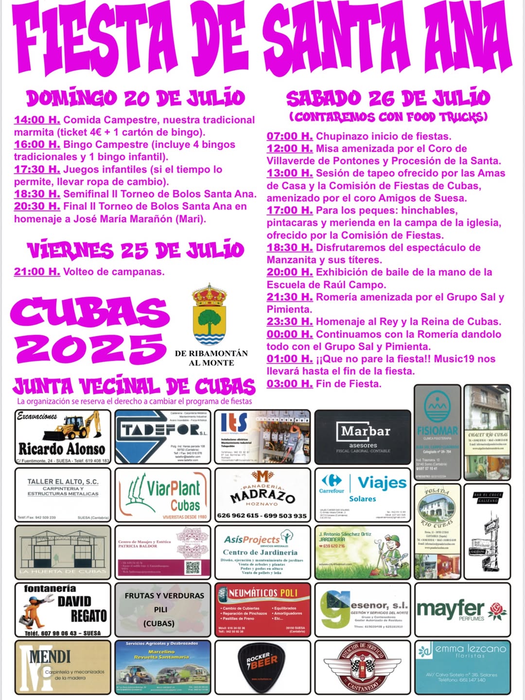 Fiestas de Santa Ana Cubas 2025