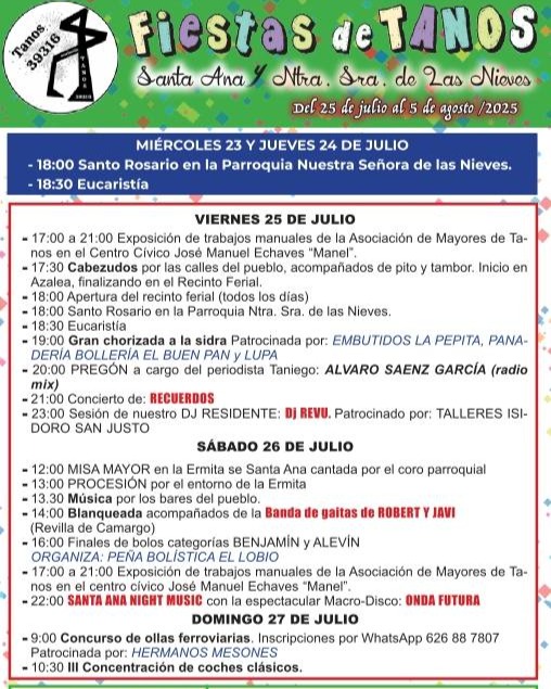 Fiestas Santa Ana Tanos 2025