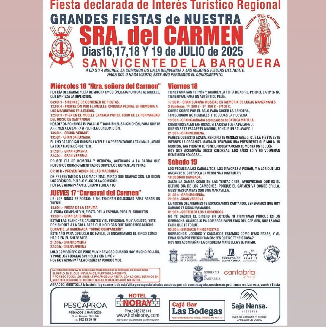 Fiestas del Carmen San Vicente de la Barquera 2025