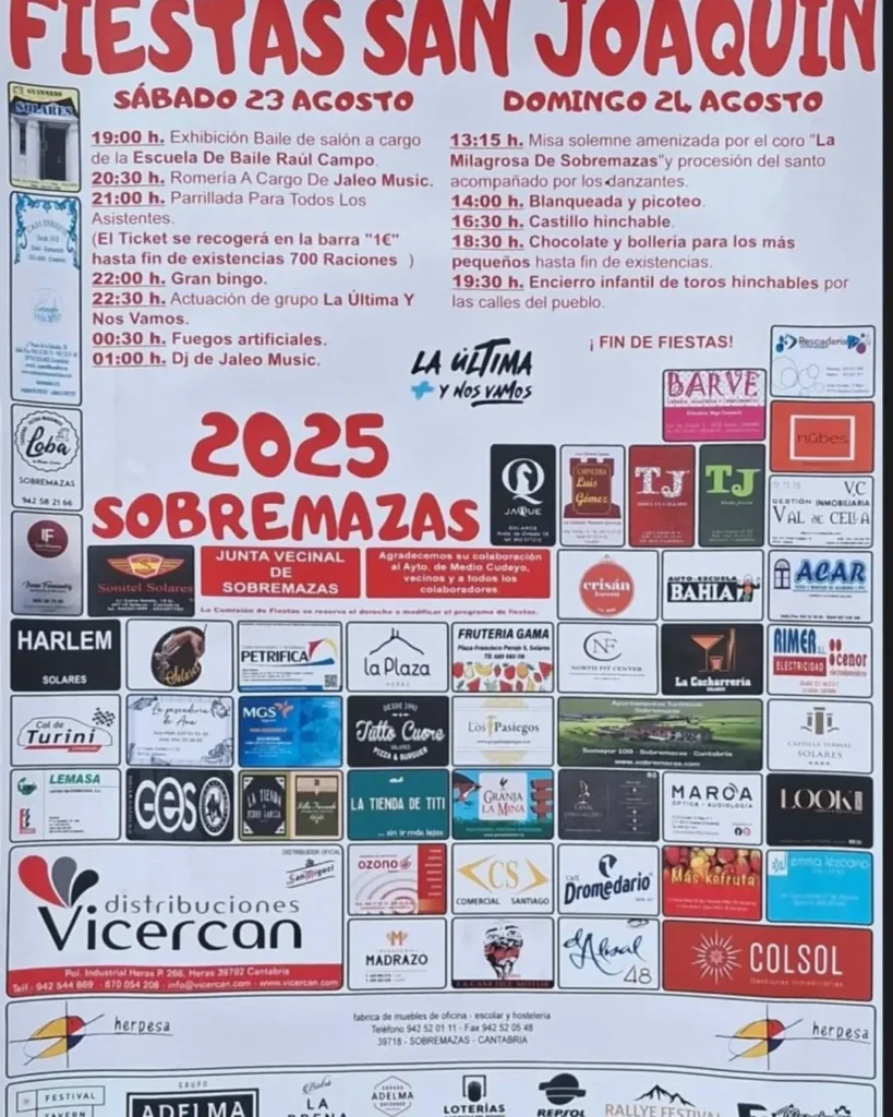 Fiestas de San Joaquín Sobremazas 2025