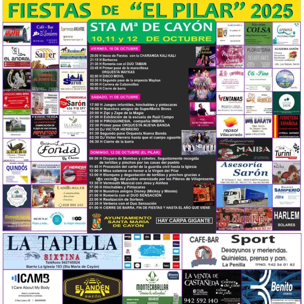 Fiestas El Pilar Santa María de Cayón 2025