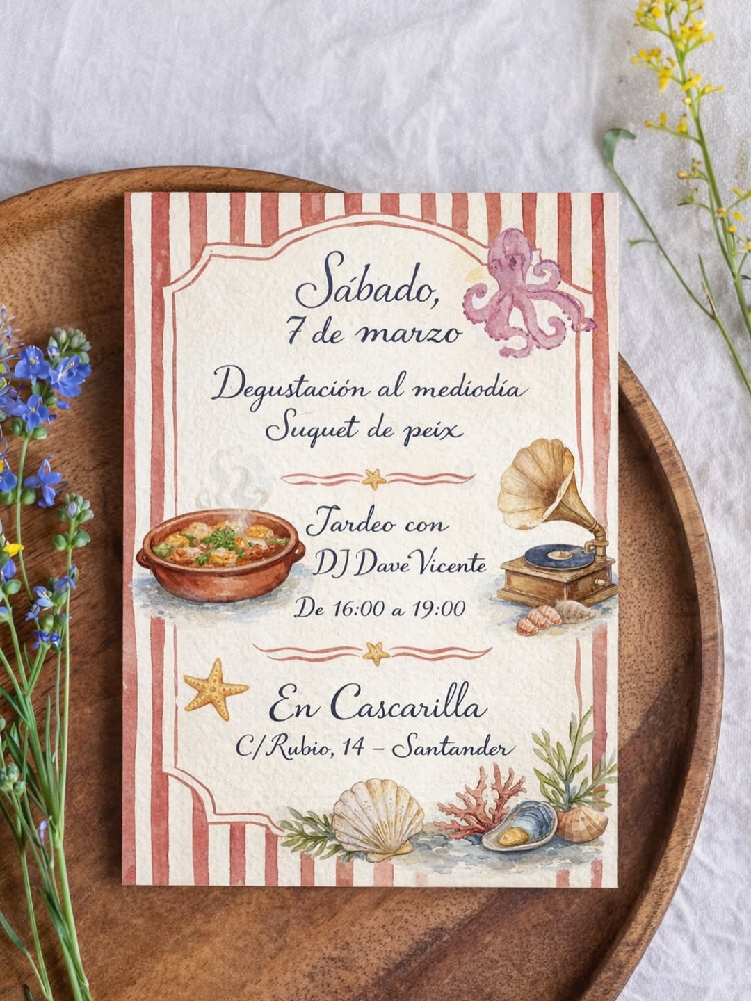 Degustación de suquet de peix y tardeo con DJ Dave Vicente en Cascarilla, Santander