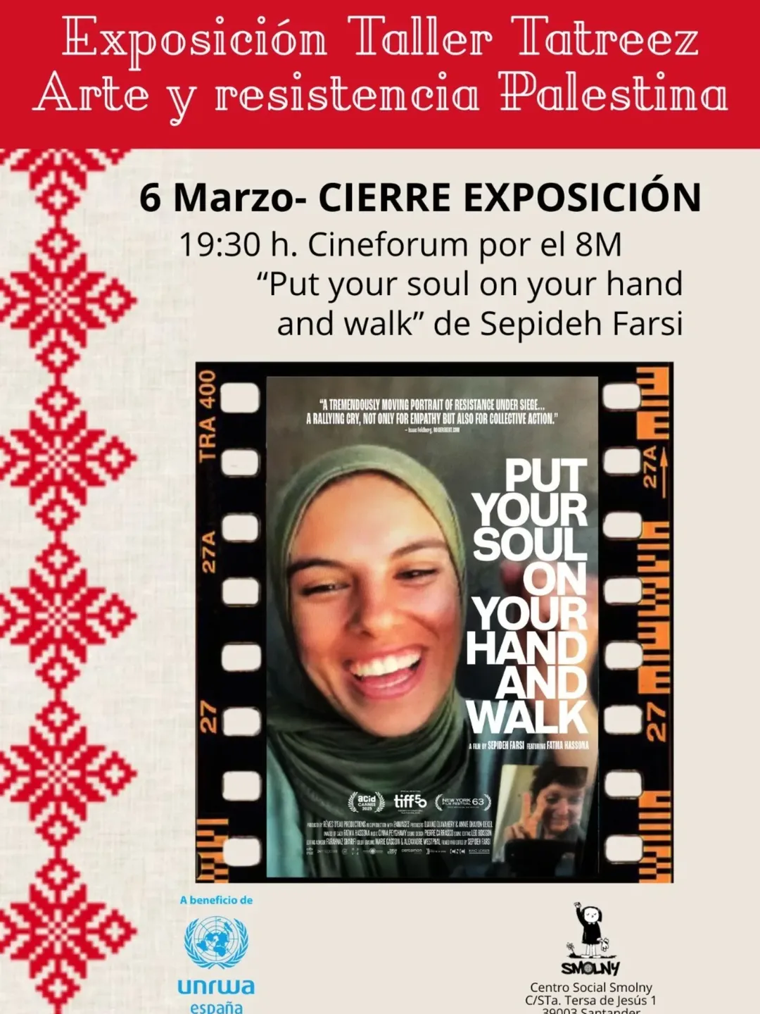 Proyección del documental ‘Put your soul on your hand and walk’ en Cinefórum