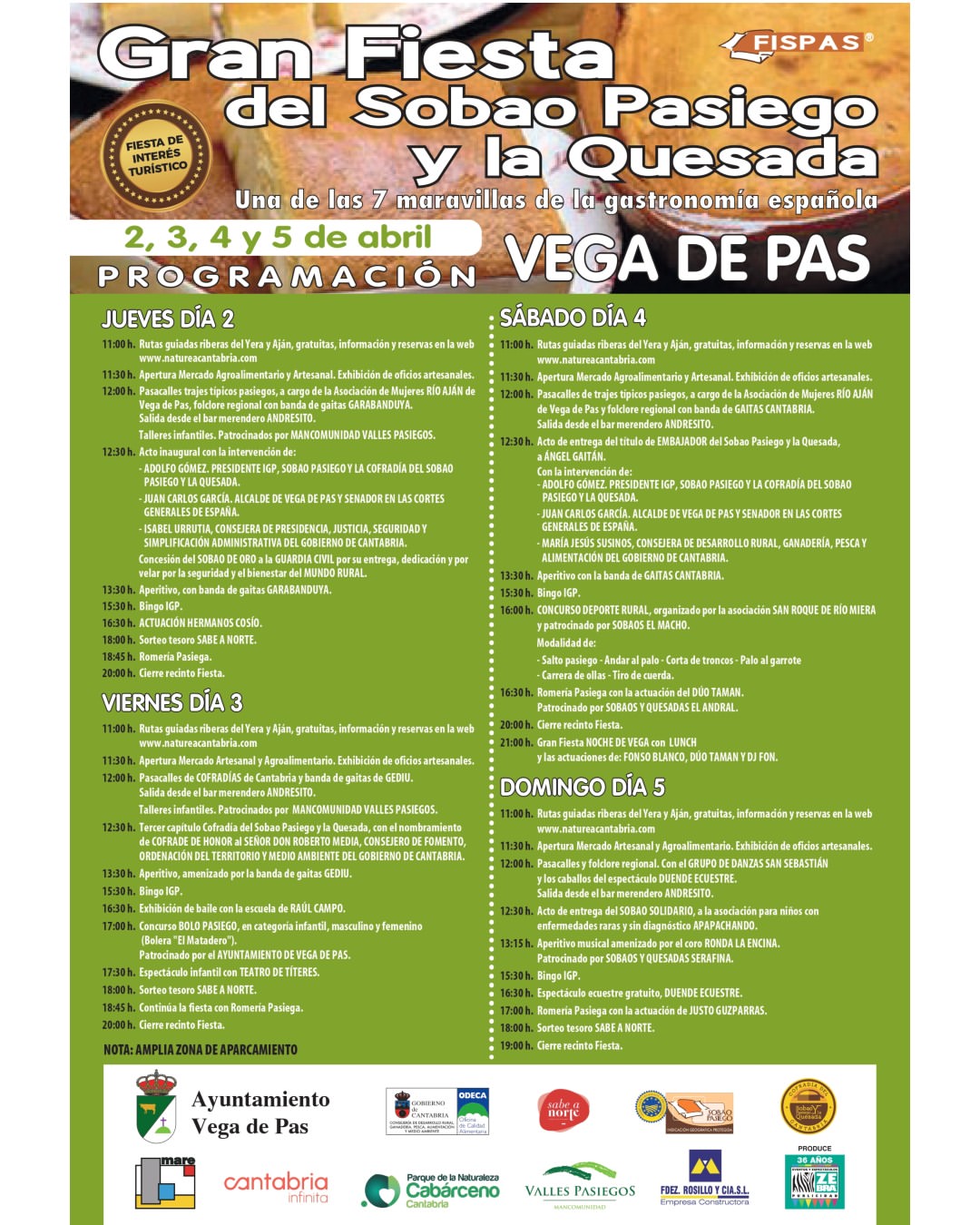 Gran Fiesta del Sobao Pasiego y la Quesada en Vega de Pas 2024