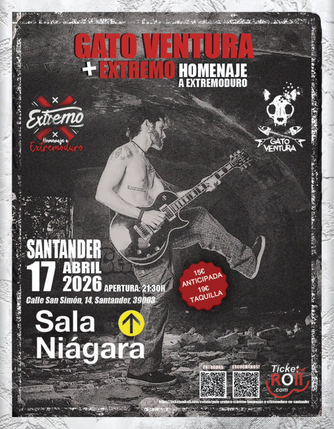 Gato Ventura y gran tributo al rock en Sala Niagara, Santander