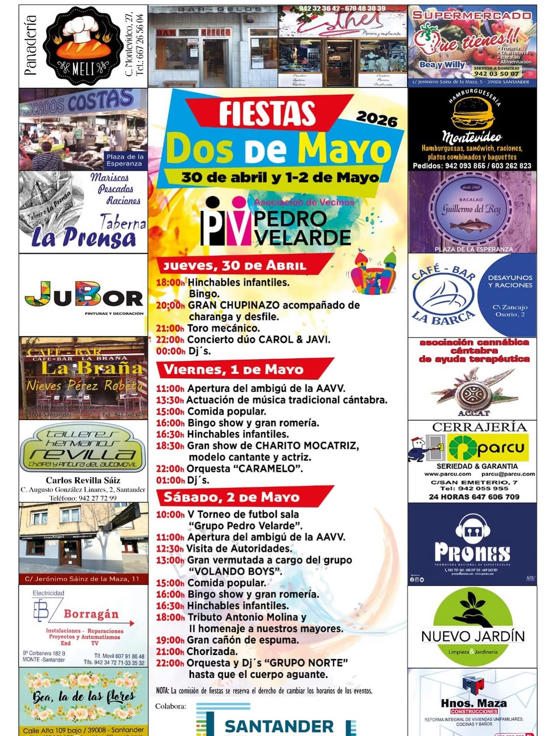 Fiestas 2026 en Asociación de Vecinos Pedro Velarde, Santander