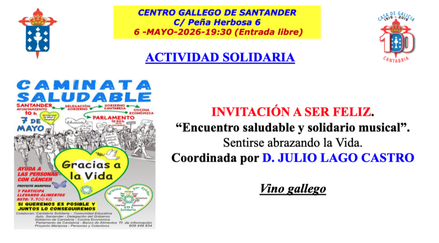 Encuentro solidario musical: Invitación a ser feliz en Santander