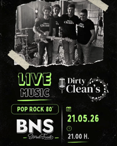 Concierto Pop Rock 80: Dirty Clean’s en BNS Street Food