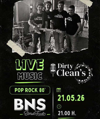 Concierto Pop Rock 80: Dirty Clean’s en BNS Street Food