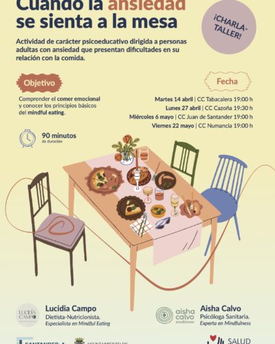 Taller: Cuando la ansiedad se sienta a la mesa en Santander