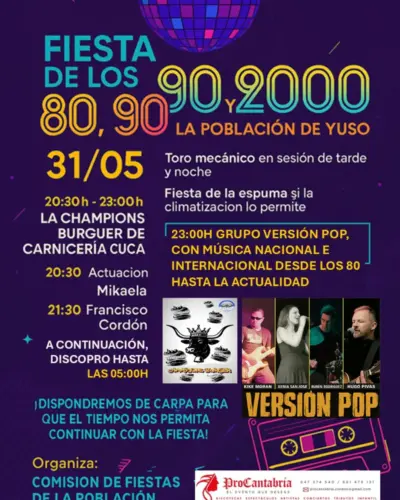Fiesta de los 80, 90 y 2000 en La Población de Yuso