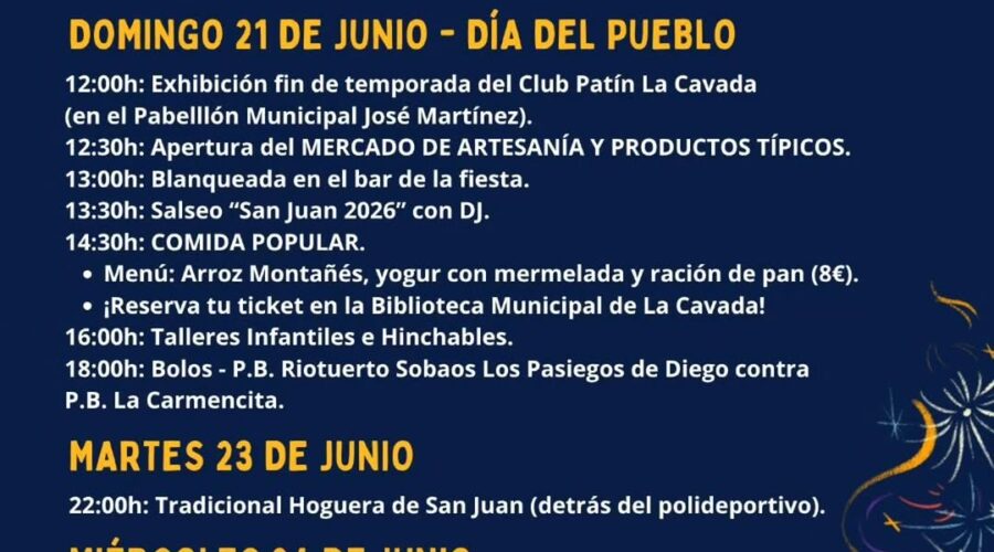 Fiestas de San Juan Bautista en La Cavada, Riotuerto 2026