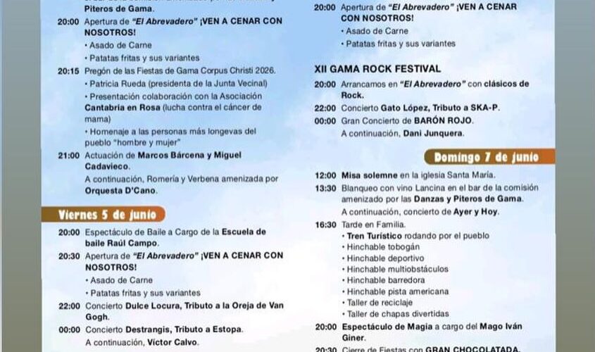 Fiestas de Gama en Bárcena de Cicero, 2026