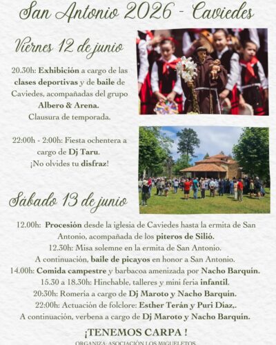San Antonio 2026 en Caviedes: Festival, Romería y Verbena