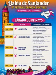 ¡Ya están aquí los horarios del IV Festival Dragon Boat Bahía de Santander! 🚣‍♀️🌊