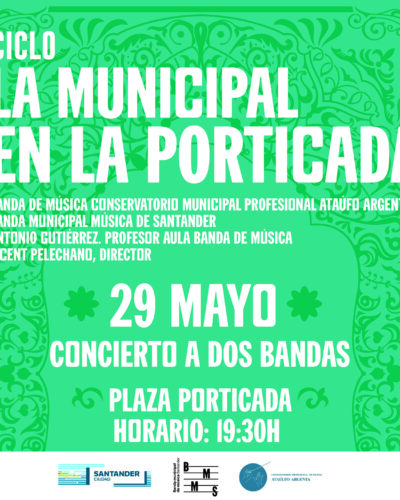 Concierto a dos bandas de la Municipal en Plaza Porticada
