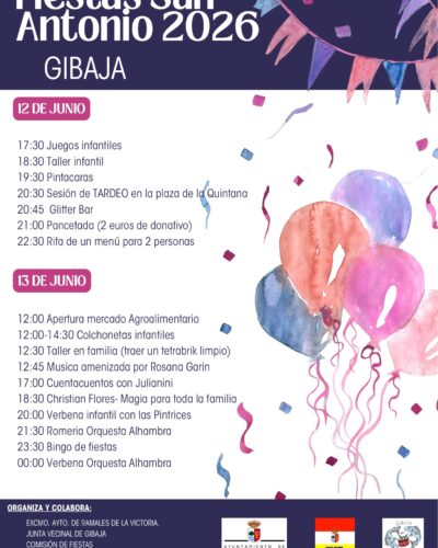 Fiestas San Antonio 2026 en Gibaja: programa completo y actividades