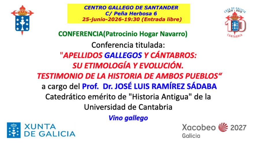 Conferencia: Apellidos gallegos y cántabros en Santander