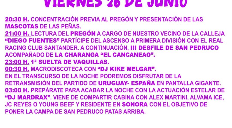 Fiestas de San Pedruco 2026 en Solares, Cantabria
