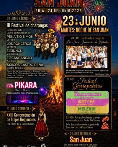 Festival de San Juan 2026 en Laredo: Charangas, Tributos y Hoguera