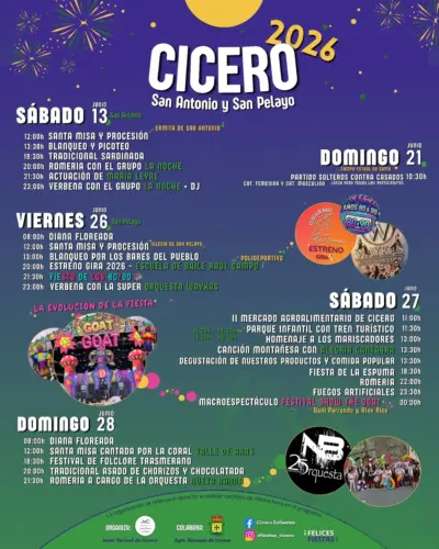 Fiestas San Antonio y San Pelayo 2026 en Bárcena de Cicero