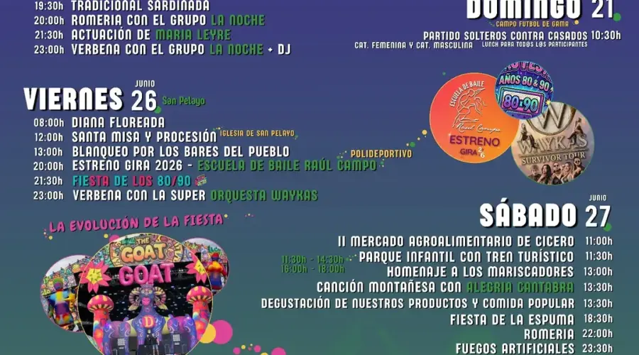 Fiestas San Antonio y San Pelayo 2026 en Bárcena de Cicero