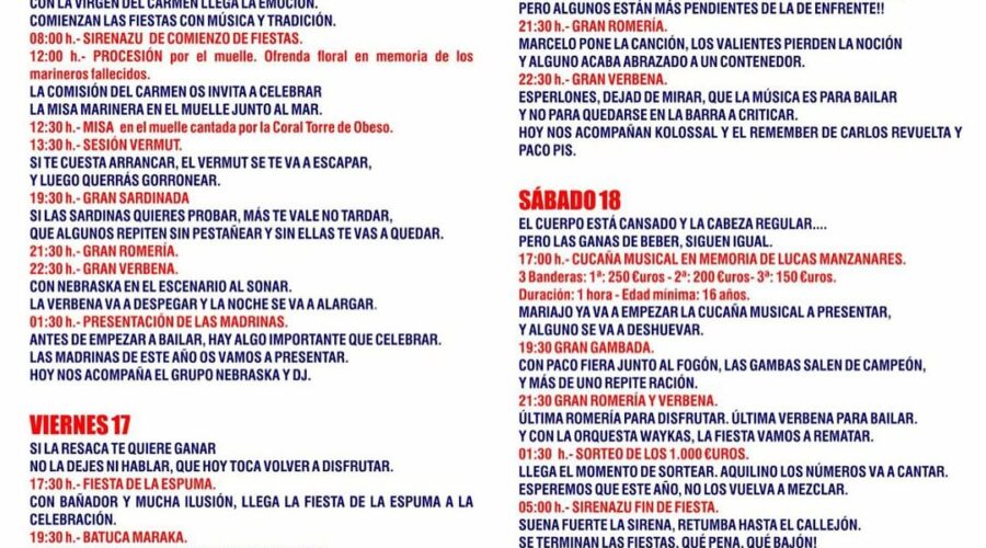 Grandes Fiestas de Nuestra Sra. del Carmen en San Vicente de la Barquera