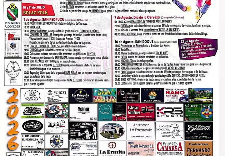 Fiestas de Cóbreces 2026: Santa Ana, San Pedrucu y San Roque