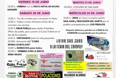 Fiestas de San Juan 2026 en La Lastra, Tudanca