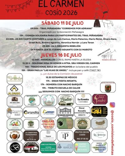 Fiestas del Carmen Cosío 2026: Cante Montañés y Orquesta Rebelión en Rionansa