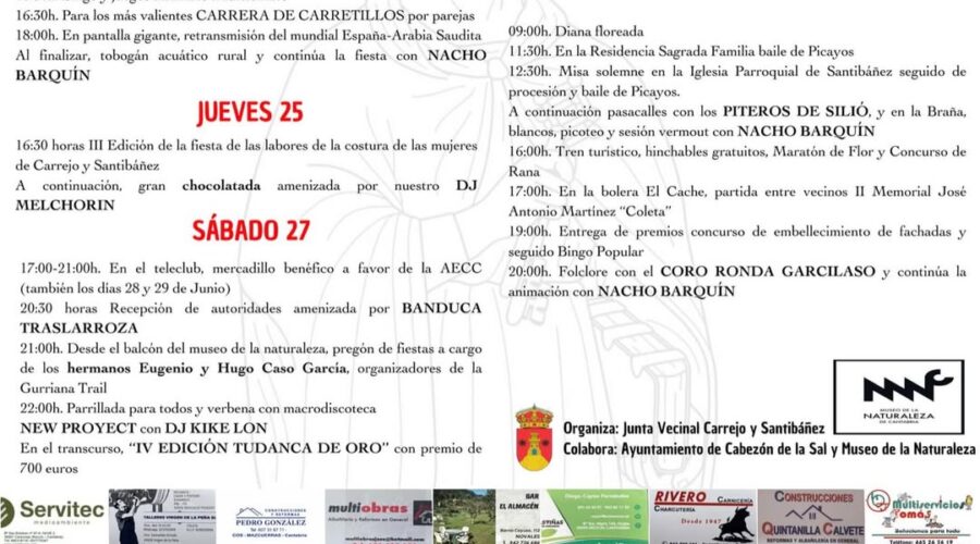 Fiestas de San Pedro 2026 en Carrejo y Santibáñez