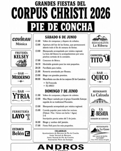 Fiestas del Corpus Christi 2026 en Bárcena de Pie de Concha
