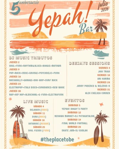 5 Aniversario Yepah! Bar – Programación Julio 2026 en San Vicente de la Barquera