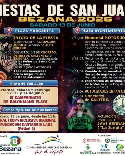 Fiestas de San Juan 2026 en Santa Cruz de Bezana con Alex Colino y Salitre