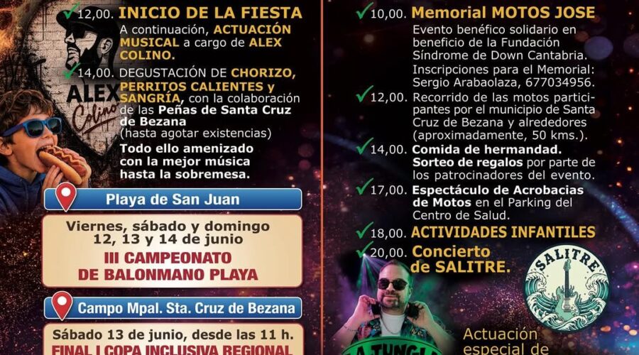 Fiestas de San Juan 2026 en Santa Cruz de Bezana con Alex Colino y Salitre