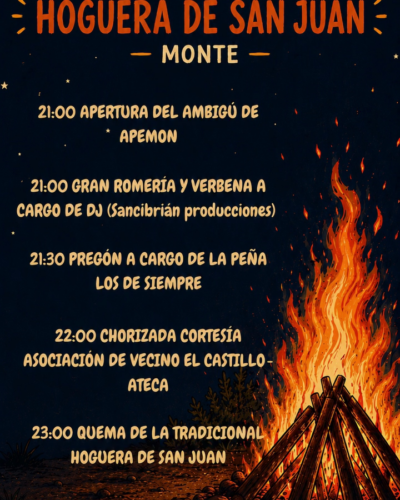 Hoguera de San Juan en Monte, verbena y quema tradicional