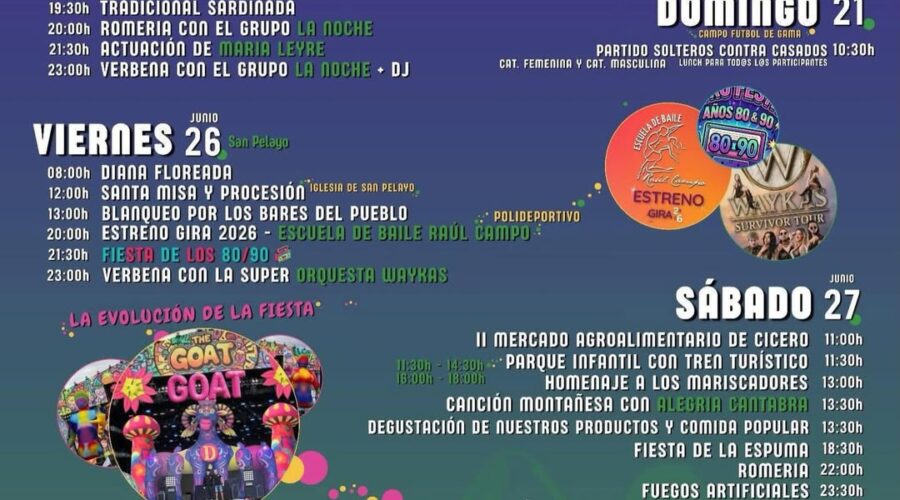 Fiestas de San Pelayo y San Antonio en Bárcena de Cicero 2026