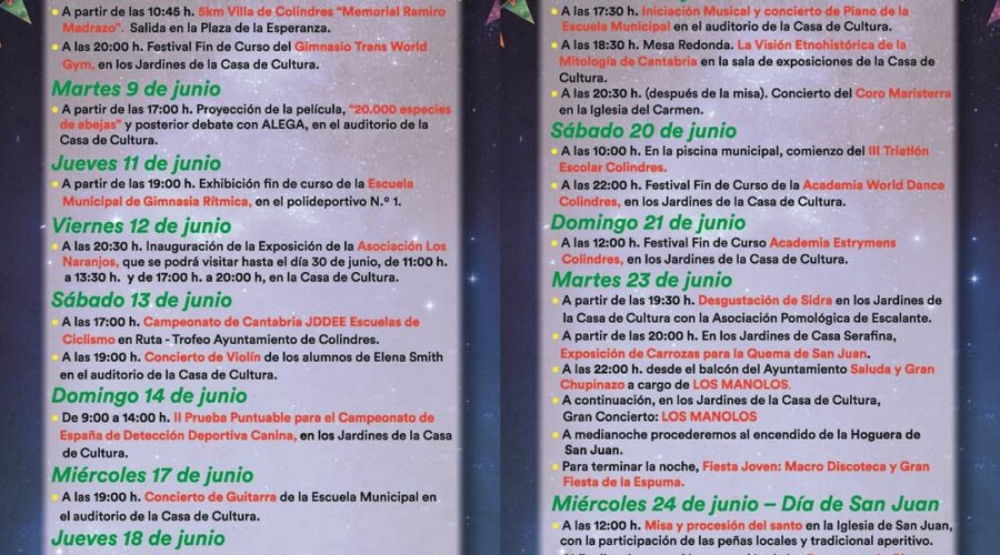 Fiestas de San Juan 2026 en Colindres: cartel, horarios y actividades