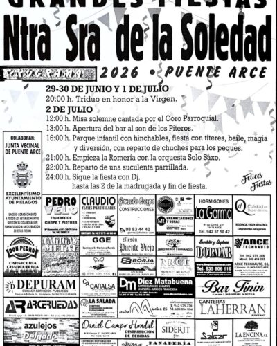 Grandes Fiestas Puente Arce 2026: Programa de Actos y Concierto