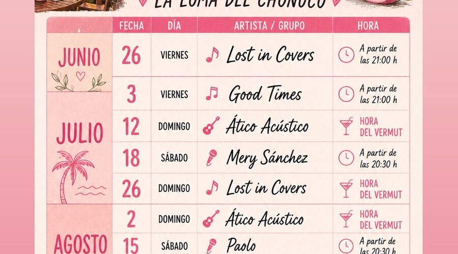 Calendario de conciertos de verano en La Loma del Chonuco