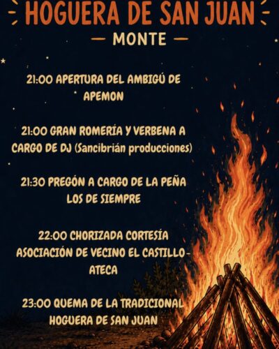 Hoguera de San Juan en Ateca: Verbena y DJ Sancibrián