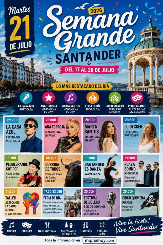 Qué hacer el martes 21 de julio en la Semana Grande de Santander 2026