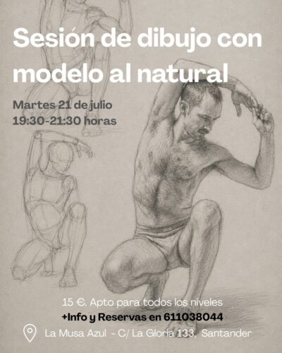 Taller de dibujo con modelo al natural en La Musa Azul