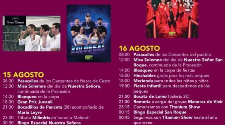 Fiestas de Hazas de Cesto 2026 en Hazas de Cesto