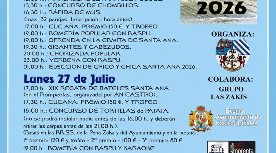 Fiestas de Santa Ana en Castro Urdiales 2026