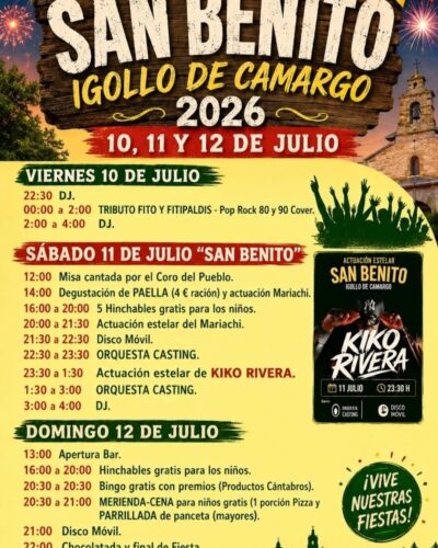 Fiestas San Benito Igollo de Camargo 2026 con Kiko Rivera