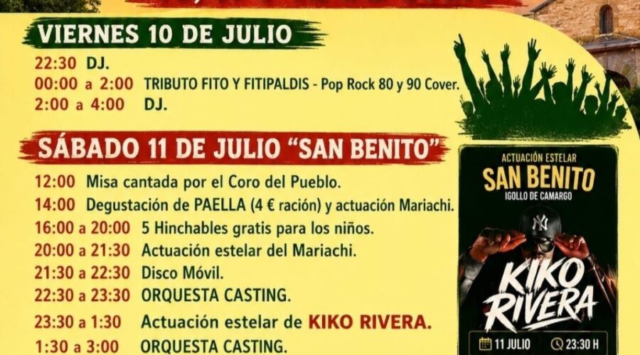 Fiestas San Benito Igollo de Camargo 2026 con Kiko Rivera