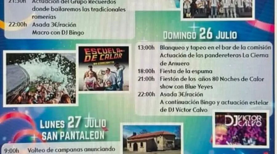 Fiestas de San Pantaleón 2026 en Castillo Siete Villas
