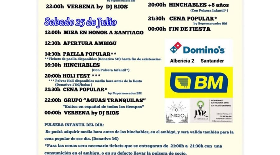 Fiestas de Santiago 2026 en Barrio Pronillo, Santander